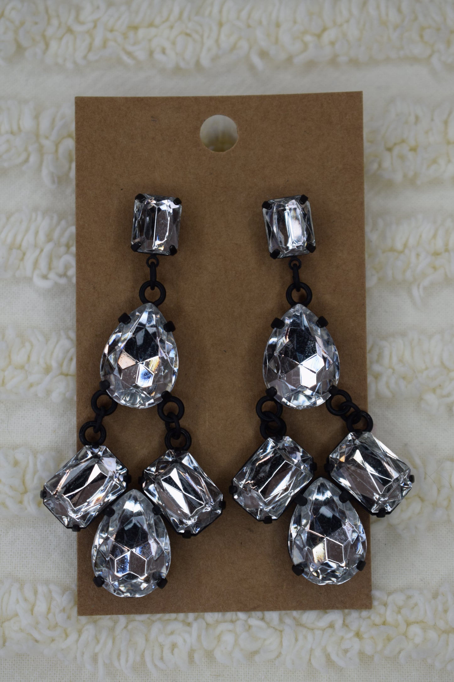 black diamond dangly earrings