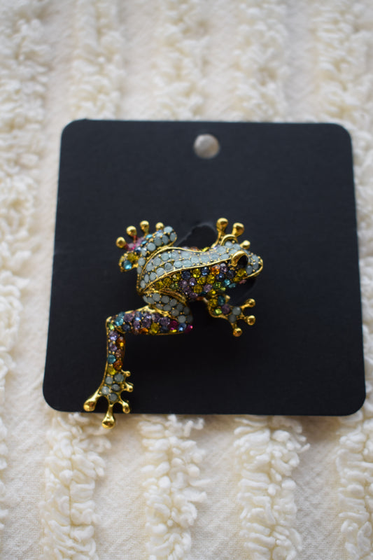 colorful frog brooch